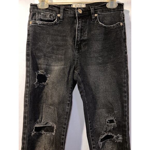 FREE PEOPLE We The Free Size 27 Distressed Sunny Mid Rise Raw Hem Skinny Jeans - Picture 2 of 7